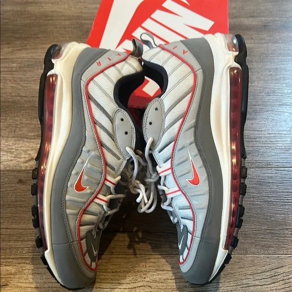Nike Air Max 98 Men's Gray and Red Sneakers